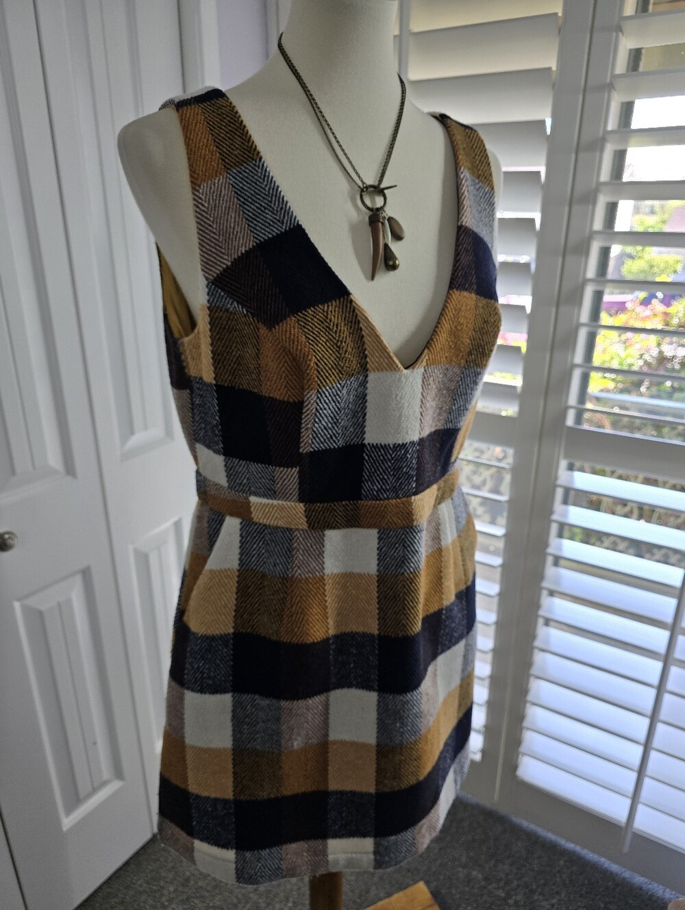 Lulu's Forever Classic Orange Multi Plaid Sleeveless Mini Dress - Picture 4 of 12
